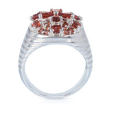 טבעת כסף טהור, משובצת באבני גרנט R576GA